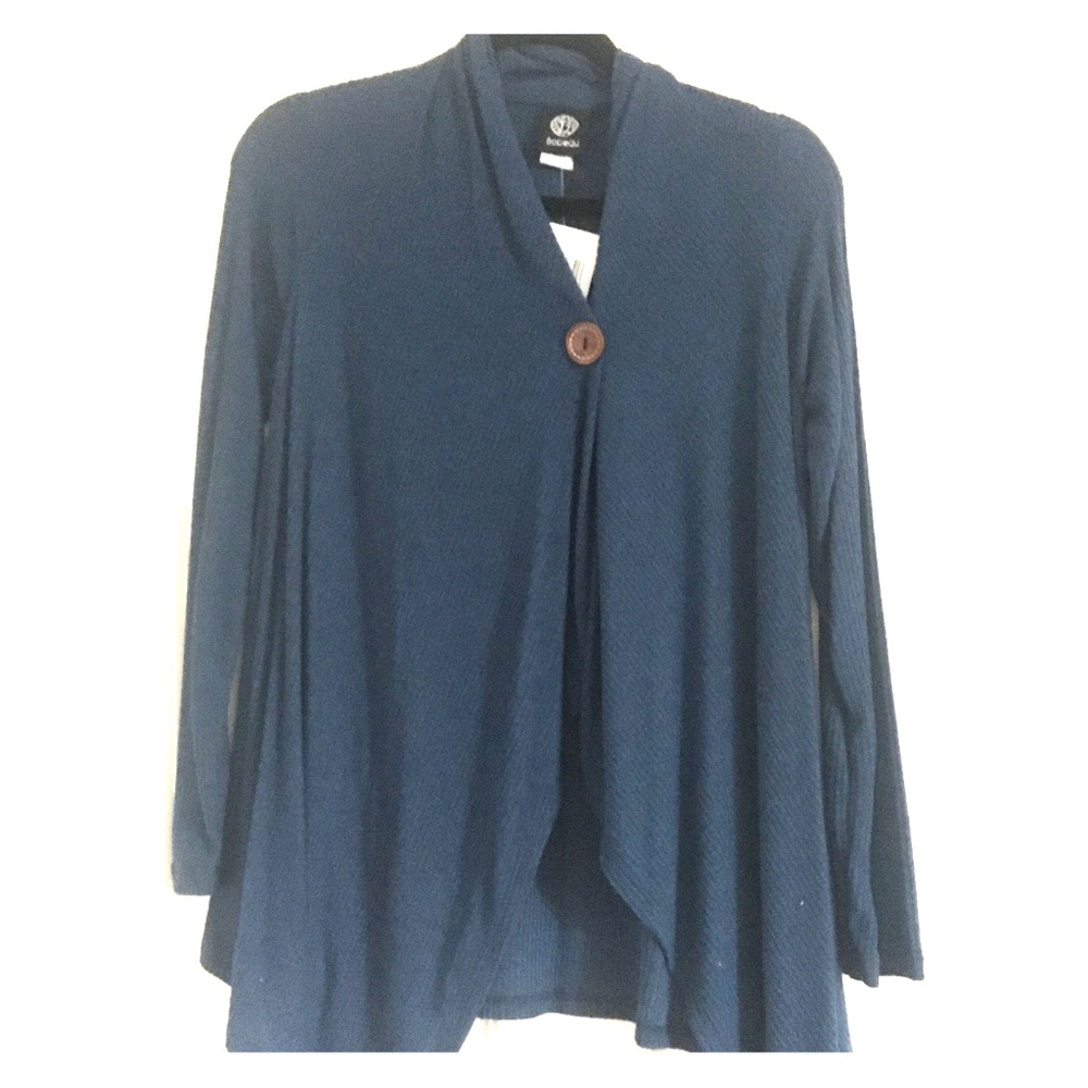 Bobeau one button teal cardigan NWT